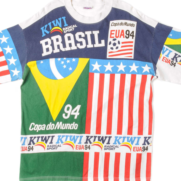 Vintage Soccer All Over Print Copa Do Mundo 94 Brasil Vs Usa Tee Shirt Size XL.