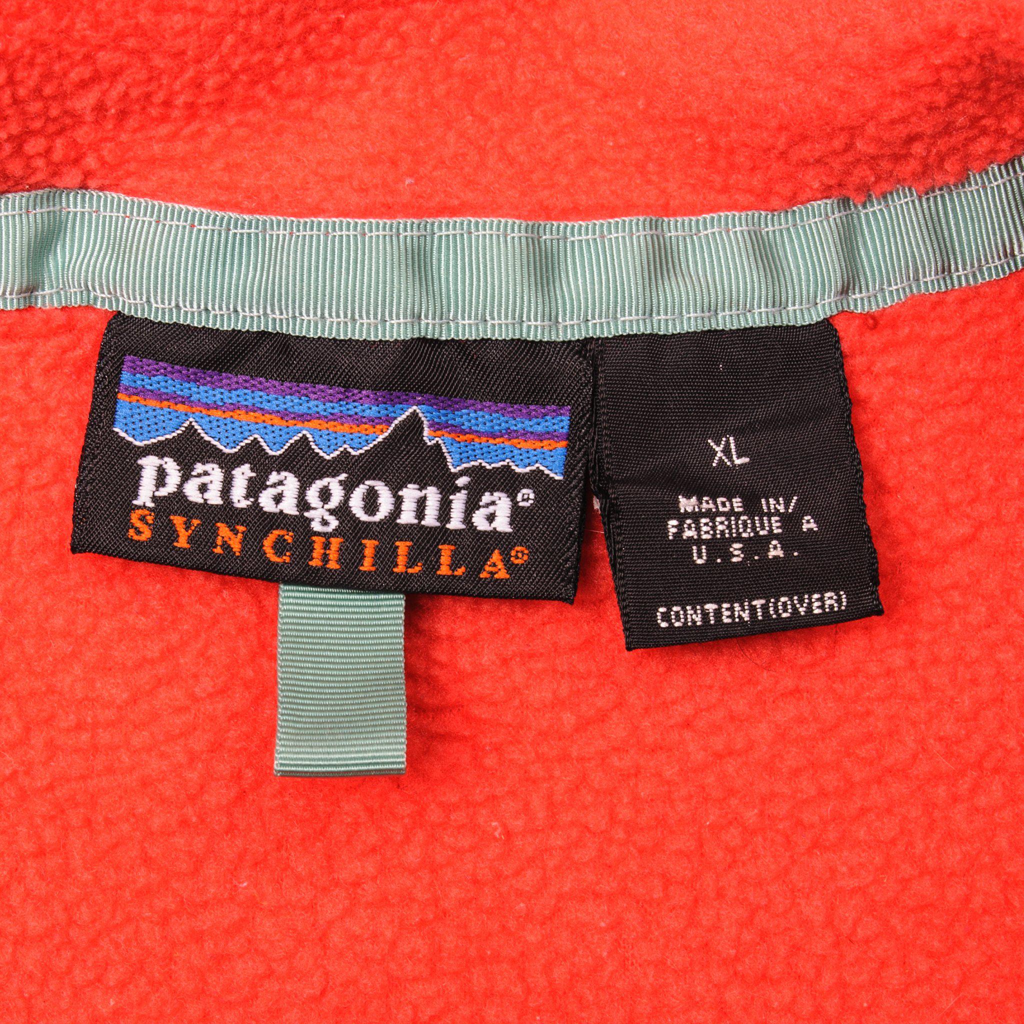 VINTAGE PATAGONIA SYNCHILLA SNAP-T FLEECE PULLOVER JACKET 1990S XL MADE IN  USA
