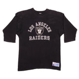 Vintage Champion NFL Los Angeles Raiders 2/3 Sleeves Tee Shirt Early 1980S Size L Made In USA With Single Stitch Sleeves