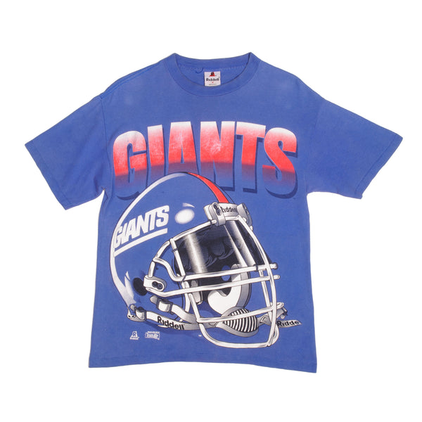 Vintage National Football League New York Giants Riddell Tee Shirt 1991 Size Medium Made In USA With Single Stitch Sleeves.