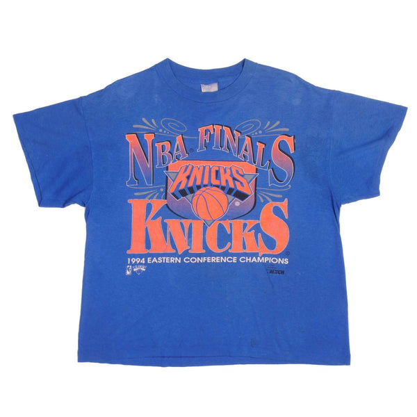 Vintage Blue NBA New York Eastern Conference Champions 1994 Tee Shirt Size XLarge With Single Stitch Sleeves. Made In USA.