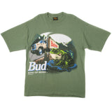 Vintage Budweiser Bud King Of Beers Tee Shirt Size Large Made In USA. GREEN