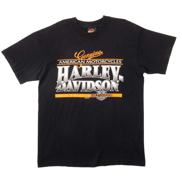 Vintage Harley Davidson Marseille, France Tee Shirt 1995 Size Medium. BLACK