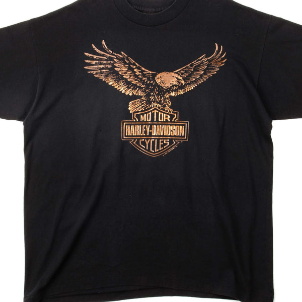 CAMISETA VINTAGE METÁLICA HARLEY DAVIDSON 1990 TALLA XL FABRICADA EN EE. UU.