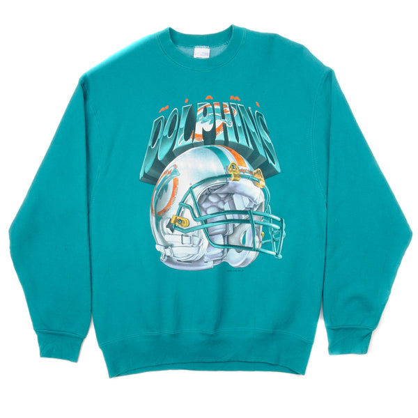 Vintage NFL Miami Dolphins Sweatshirt 1995 Size Large Made In USA. TURQUOISE