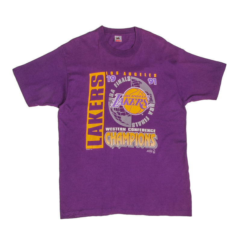 VINTAGE NBA LOS ANGELES LAKERS WESTERN CONF CHAMPIONS 1991 TEE SHIRT XL  MADE USA