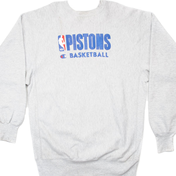 SUDADERA VINTAGE CHAMPION REVERSE WEAVE NBA DETROIT PISTONS 1990-MEDIADOS DE 1990 TALLA 2XL FABRICADA EN EE. UU.