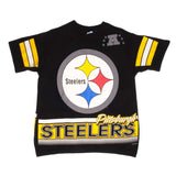 Vintage NFL Pittsburgh Steelers All Over Print Tee Shirt 1994 Size Large Made In USA With Single Stitch Sleeves