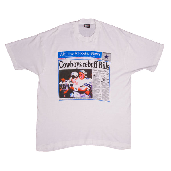 Vintage NFL Dallas Cowboys Champion Vs Buffalo Bills Tee Shirt 1994 Size XL Made In USA With Singe Stitch Sleeves