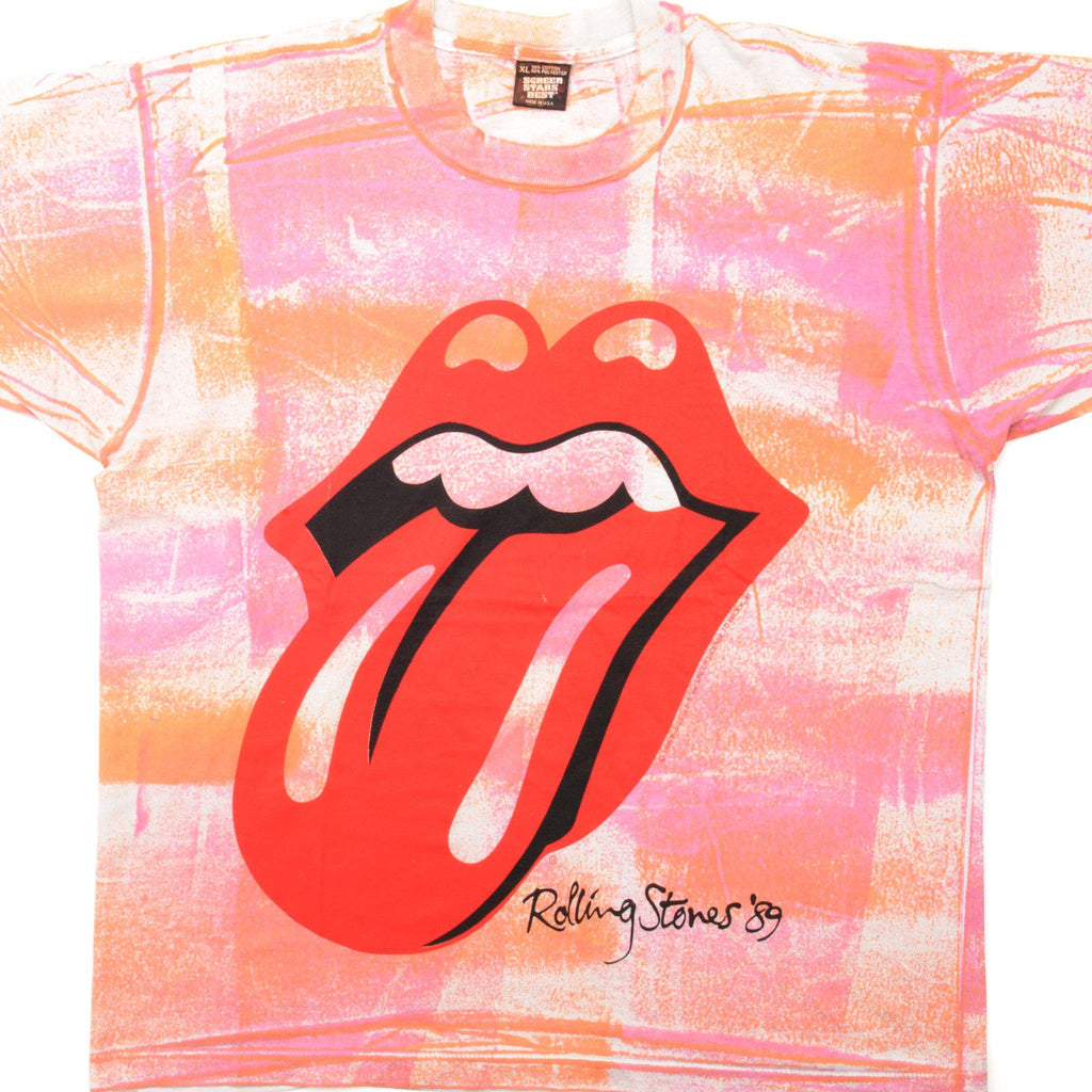 VINTAGE TIE-DYE THE ROLLING STONES LARGE SHIRT – MADE rare TEE usa SIZE Vintage 1989 U IN