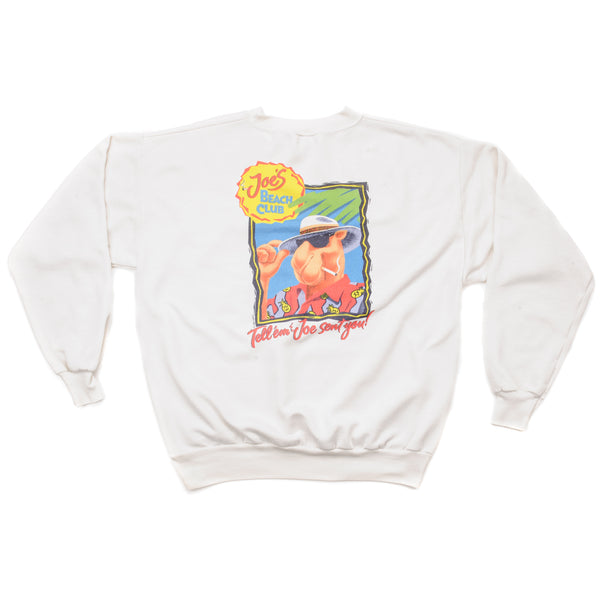 Vintage Camel Joe's Beach Club Tell'em Joe sent you ! Sweatshirt 1993 Size Large Made In USA. ivory 