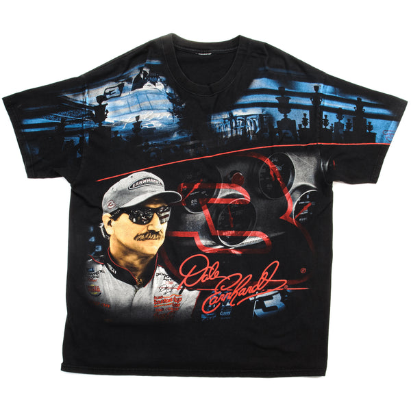 VINTAGE ALL OVER PRINT NASCAR DALE EARNHARDT TEE SHIRT SIZE LARGE