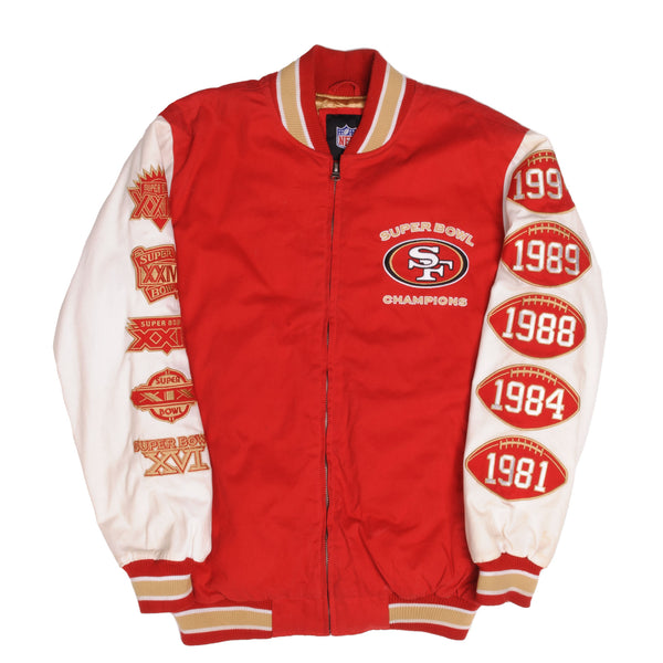 Vintage NFL San Francisco 49Ers Super Bowl Champion 1994, 1989, 1988, 1984, 1981 Jacket Size Large