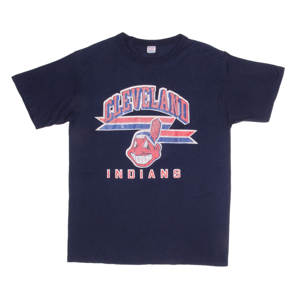 Vintage Mlb Cleveland Indians Champion Tee Shirt 1988 Size Large Made In Usa With Single Stitch Sleeves