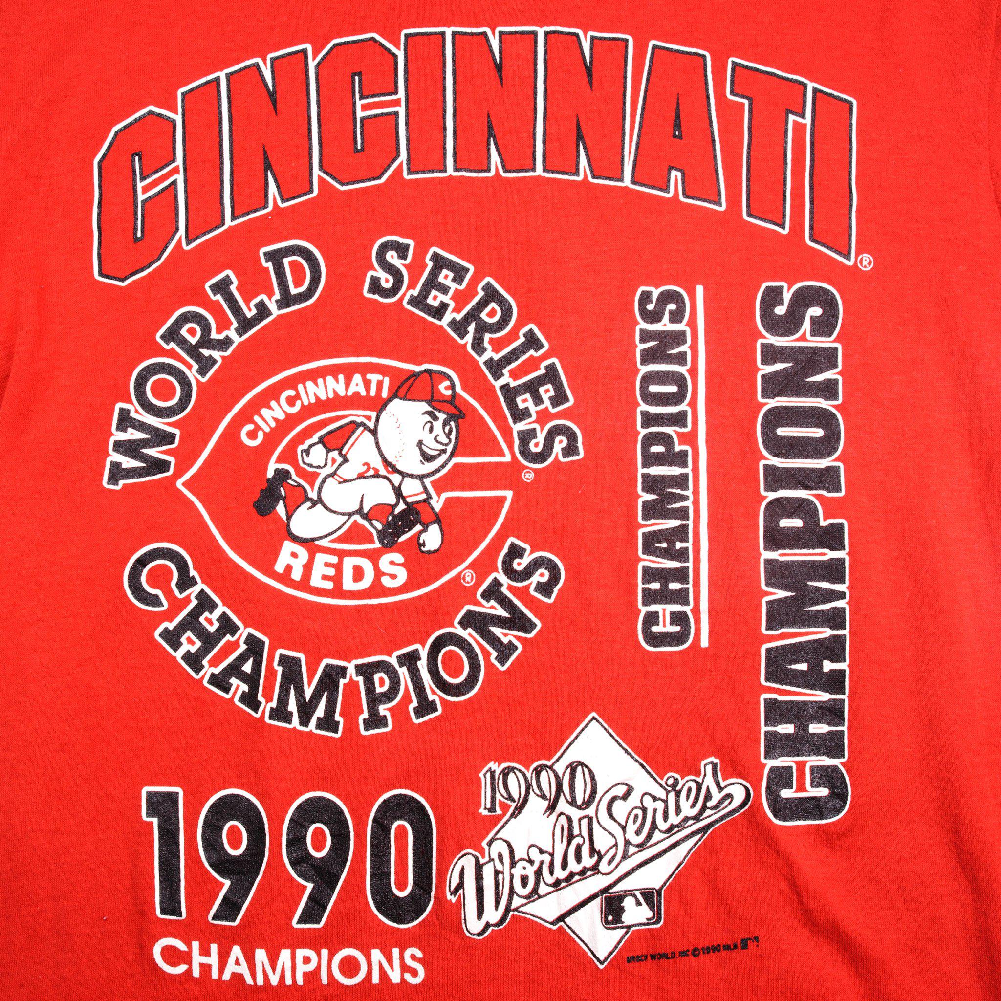 LegacyVintage99 Vintage Cincinnati Reds 1990 World Champions T Shirt Tee Trench Medium Made USA MLB Ohio Cleveland 1990s World Series New with Tags Large