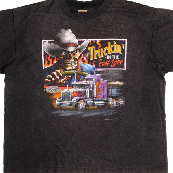 VINTAGE 3D EMBLEM TRUCKERS ONLY TEE SHIRT 1992 SIZE