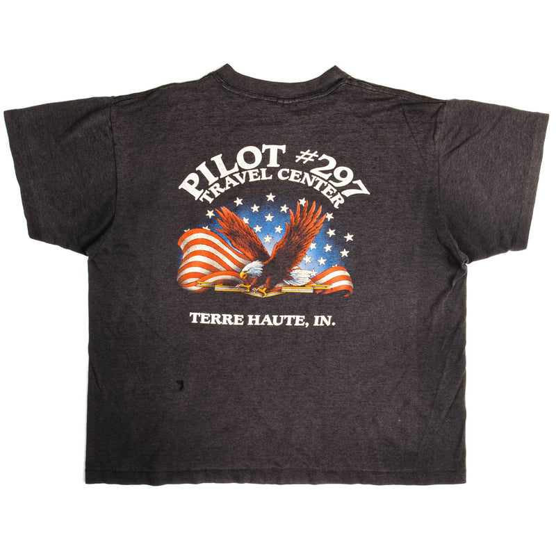 Vintage 3D Emblem Truckers Only Truckin' In The Fast Lane Pilot #297 Travel Center Tee Shirt 1992 Size XL Made In USA With Single Stitch Sleeves.