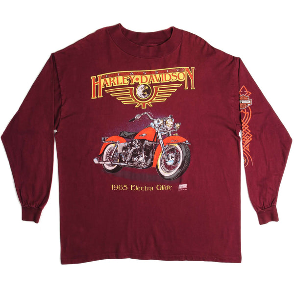 Vintage Harley Davidson 1965 Electra Glide Long Sleeves Tee Shirt Size XL Made In USA.