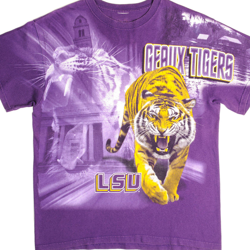 VINTAGE ALL OVER PRINT LSU TIGERS TEE SHIRT SIZE LARGE