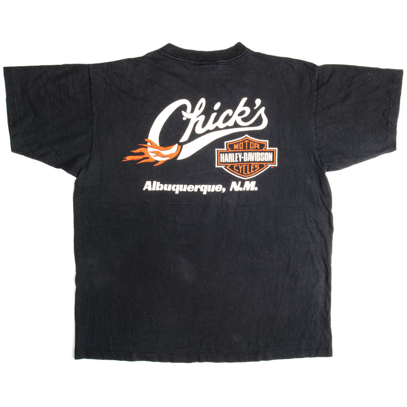 Vintage Harley Davidson Chick's Albuquerque Tee Shirt 1993 Size Large Made In USA With Single Stitch Sleeves.