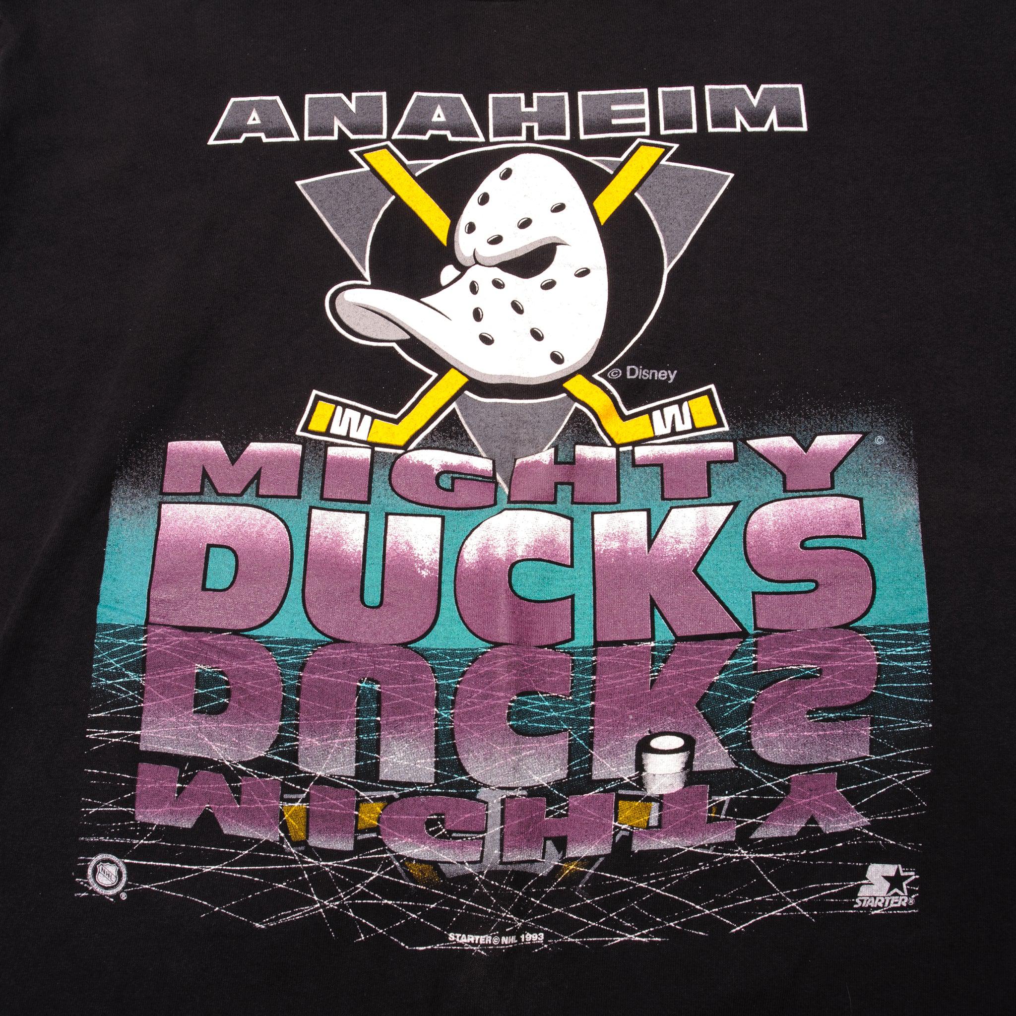 Vintage NHL (Trench) - Mighty Ducks Vs Kings Ice The Fire T-Shirt 1993 Large