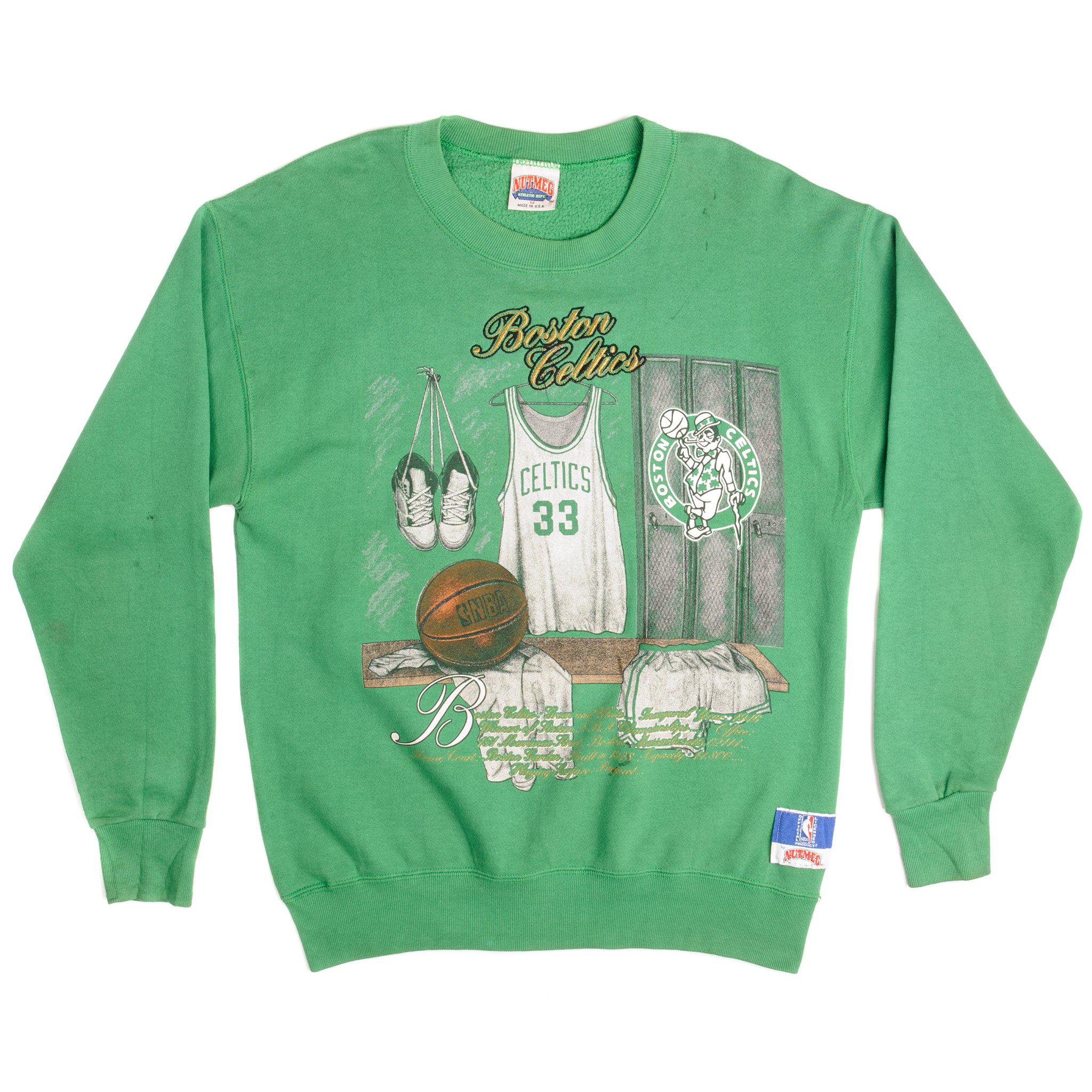 CustomCat Boston Celtics Retro NBA Crewneck Sweatshirt Forest Green / 5XL