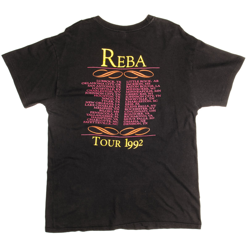 Vintage Reba Tour 1992 Hanes Tee Shirt Size Large Made In USA With Single Stitch Sleeves.
