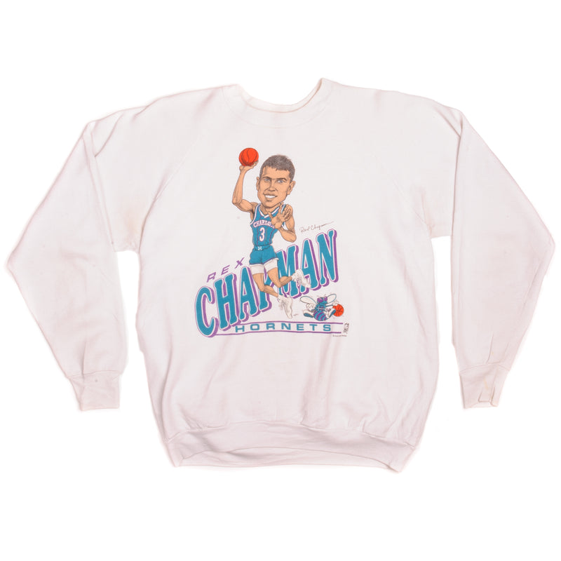 Vintage NBA Charlotte Hornets Rex Chapman Sweatshirt 1988-1992 Size XLarge Made In USA.