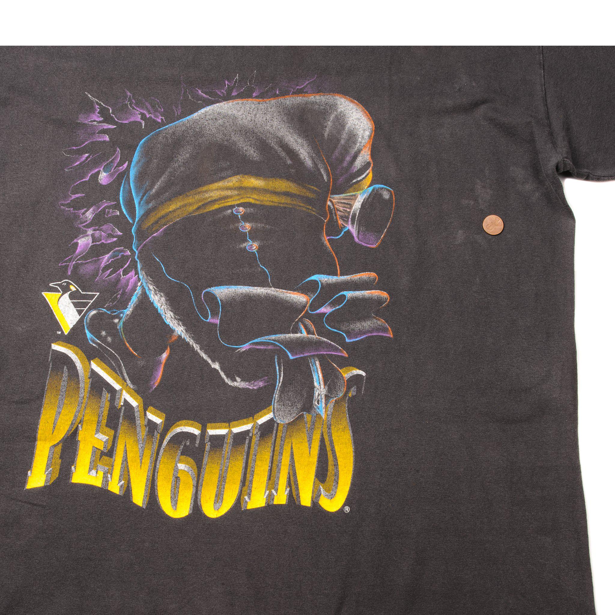 Vintage Pittsburgh Penguins Nutmeg T-Shirt Size Large Gray 90s NHL