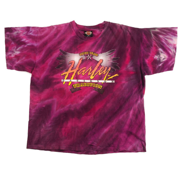 CAMISETA VINTAGE TIE DYE HARLEY DAVIDSON 1992 TALLA GRANDE FABRICADA EN EE. UU.